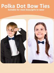 Adjustable Polka Dot Children Bow Tie, Boys Girls Flower Girl/Boy Wedding Party Accessories, British Style Infant Bowtie For 3-16 Years Old Kid Costume, Birthday Formal Wear