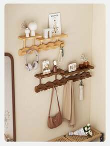 1 件波浪形壁挂式衣帽架，带钥匙和包袋储物挂钩，适用于入口、卧室，无需钻孔