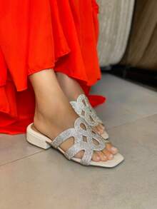 Women's Comfortable Shiny Heeled Clogs New - Beis - Ver 4