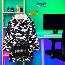 Fortnite Oversized Hoodie Blankets Fleece Extra Long Warm Wearable Hooded Poncho And 14+ Gamers Gift - Black - View 5