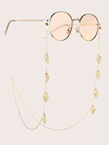 1pc Metal Leaf Eyeglass Chain, Minimalist Anti-Slip Anti-Drop Anti-Crash Eyeglass Lanyard, Eyeglass Frame Accessory, Gift Option, Can Also Be Used As Mask Chain - Gold - View 6