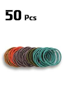 15-50 piezas Lazos de pelo de nailon delgados y elásticos de colores brillantes y negros, accesorios para el cabello, coleteros, herramientas de peinado, bandas de goma, decoración para el cabello multifuncional, lazos de pelo básicos delgados, no dañan el cabello, uso duradero, coleteros para el cabello - Multicolor - Ver 14