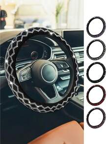 1 件装闪亮水钻方向盘套，带水晶钻石，闪亮汽车方向盘保护套，通用 15 英寸