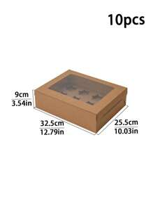 5pcs/10pcs Paperboard Cupcake/Pastry Boxes, Suitable For Baked Goods, Festivals, Parties