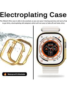 Hard Material Electroplated Gold Hollow Frame Protective Frame Compatible With Apple Watch Case Ultra 10 SE 9/8/7/6/5/4/3/2/1 Compatible With Apple Watch Case Smart Watch 40 MM/41mm/42 MM/44 MM/45 MM/46 MM Ultra-Thin Cover Shockproof Bumper Case Leisure Anti-Shock Anti-Scratch Anti-Collision Sensitive Touch ((No Glass) Compatible With IWatch For Woman Men