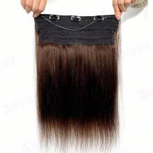 Invisible Wire Extensions 26 Inch Dark Brown #2 Wire Hair Extension Long Hair Piece Dark Hair Clip In Extensions Real Human Hair Wire Brown Fish Line One-Piece Clip Ins Hedge Extensions Transparent Line - S2 - View 3