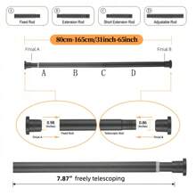 1 Stück einstellbare Metall-Teleskopstange (Grau) - Keine Bohrung Federspannung Gardinenstange 31"-98", Schwerlast Dusch- & Fenstervorhangstange für Badezimmer, Wohnmobil, Kleiderschrank, Wohnzimmer, Schlafzimmer - Einfache Installation Heim-Badezimmer-Dekoration Herbst-Dekoration Badezimmer-Accessoires Schulanfang