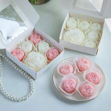 6pcs/Pack Peony Flower Scented Candle Gift Set, Valentine's Day Gift, Birthday Gift, Home Decoration