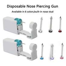 1 Súng xỏ khuyên mũi dùng một lần có đinh mũi bằng thép không gỉ tích hợp - Bộ xỏ khuyên mũi an toàn - Dụng cụ xỏ khuyên mũi thế hệ thứ hai_1 chiếc - Xem 6