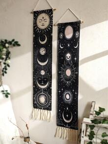1 件波西米亚风月相壁挂挂毯，带流苏和月亮横幅，用于巫术美学房间装饰，天体占星术精神墙壁艺术，适用于卧室客厅宿舍 - 月相 - 查看 5