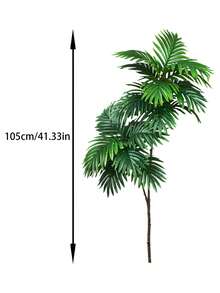 70-135厘米仿真大型棕榈树，逼真热带植物，栩栩如生的棕榈叶，苏铁叶，塑料榕树，绿龟背竹植物，适用于家居、办公室、酒店、阳台装饰，不含花盆，1棵 - 綠色 - 查看 14