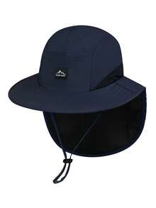 1 Pc New Leisure Polyester Fabric Anti-UV Windproof Sun Hat, Outdoor Spring And Summer Visor Cycling Wind-Resistant Cap, Suitable For Outdoor Shade Use