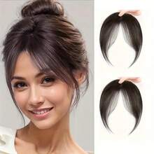 1顶优雅直发刘海合成假发，女士适用 - 耐热纤维材质，配有可调节帽套，打造自然逼真的日常佩戴效果 | 柔顺直发刘海合成发夹发饰