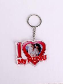 Custom Acrylic Keychain - "I Love You" Pink Heart Pendant, Personalized Acrylic Photo Keychain, Backpack Charm, Gift For Couples/Family/Friends - 5cm D Letter Keychain - View 15