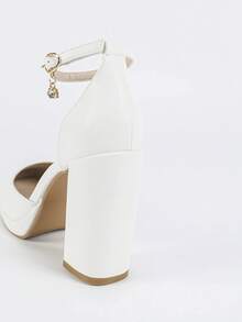 秋冬女士高跟婚鞋，法式玛丽珍厚底粗跟鞋，白色优雅伴娘鞋，优雅，派对鞋