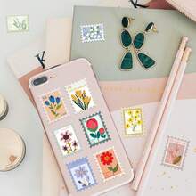 500PCS Flower Stamp Stickers Roll 10 Style Flower Aesthetic Stickers Waterproof Vinyl Stickers (500PCS Per Roll) - Multicolor - View 5