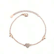 1pc 925 Sterling Silver Jewelry Fully Diamond Zirconia Heart Bracelet, Simple & Fashionable Heart Shape, Suitable For Women's Daily Wear, Gift Box Packaging - Full Diamond Heart Bracelet - View 8