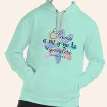 SUDADERA CON ESTAMPADO CLAMA A MI Y YO TE RESPONDERELetrasMariposaCasualTelaBolsilloCordón - Gris - Ver 2