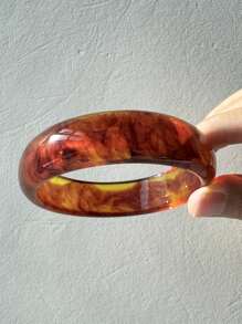 1 Stück Luxus Vintage Asymmetrisches Armband aus bräunlichem Harz mit Farbverlauf, klobiges Design für Herbst/Winter