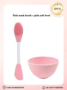 16pcs 2-In-1 Double-Sided Cleansing Brush Tool, Includes Dual-Head Manual Cleaning Brush & Face Mask Mixing Bowl Set, Reusable Cleaning Kit For Daily Skin Care Face Cleansing And Mask Preparation. Silicone Face Mask Brush And Mixing Bowl, Skin-Friendly, Soft And Flexible, No Odor Or Deformation. Lightweight And Portable, Suitable For Home And Travel Use.