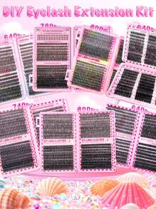 800 piezas/780 piezas/740 piezas/640 piezas/600/60 piezas Extensiones de pestañas individuales con rizo D de 9-18 mm, clusters de pestañas extra gruesas y naturales, volumen dramático, ultra suaves y súper ligeras, reutilizables, kit de extensión de pestañas 30D+40D+50D+60D+80D+100D