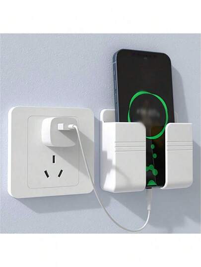 Suporte de parede de plástico para telefone e suporte para telefone, caixa de armazenamento de controle remoto, acessórios de banheiro multiuso, sem eletricidade necessária, decoração de casa de outono, decoração de quarto