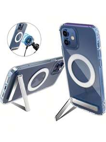 Magnetic1pc 简约透明支架支持无线充电 - 时尚兼容 Iphone 16/15/14/13/12/11 Promax Plus 软硅胶后盖 - 無色 - 查看 1