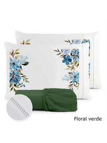 3-Piece Sheet Set 400 Thread Count For Queen King Single Bed Micropercal - 棕色花朵 - 查看 2