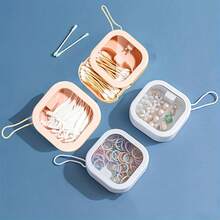 4 peças/Conjunto Caixa de Armazenamento de Faixa de Cabelo, Mini Caixa de Jóias Portátil para Clipes de Cabelo, Melhor Caixa de Armazenamento de Viagem para Itens Pequenos para Garotinhas, 2 Rosa e 2 Branco