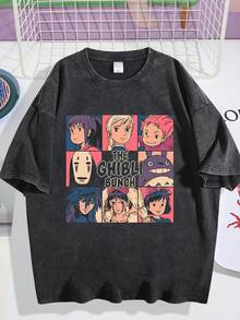 EWH Hip Hop High Street Day Comics Characters Creative Printed Summer Short Sleeve T-Shirt Men Men Oversize Couple DG004 - Black - View 1