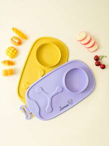 1pc Personalized Customized Name Baby Silicone Bowl, Customized Baby Tableware, Non-Slip Baby Feeding Plate, Printable On Demand, Baby Food Storage Bowl, Baby Baptism Gift - Multicolor - View 4