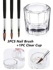 Kit de uñas acrílicas | Tazas para el arte de uñas acrílico Líquido | Set de 3 Pinceles acrílicos para uñas | 1/2/3/6 Piezas Tazones de vidrio transparente para líquido de monómero de uñas, plato para humedecer, soporte para polvo acrílico | Frasco de cristal acrílico para uñas | Herramientas para el arte de uñas | Suministros para uñas | Herramientas para uñas - Multicolor - Ver 6