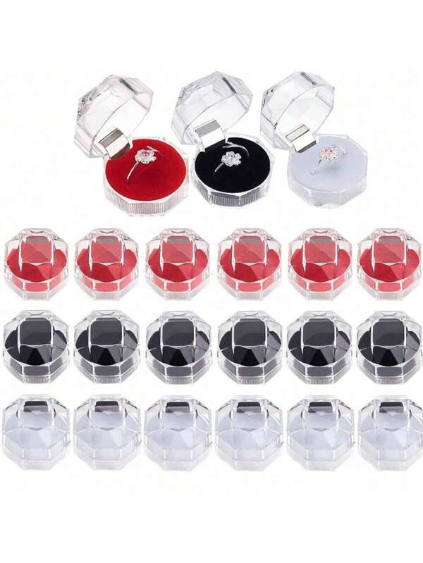 3/12 peças de acrílico linda caixa de presente para festa de casamento e noivado, porta-brincos, caixa de armazenamento de anéis, organizador de vitrine de joias, caixa de armazenamento, presentes de viagem