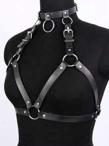 1 件哥特式风格女式性感 PU 皮革紧身衣，适合表演、派对、活动使用