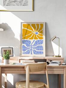 1 pieza Cartel de arte minimalista moderno con flores amarillas onduladas, impresión en lienzo, decoración floral artística, hermosa decoración de pared abstracta, para sala de estar, dormitorio, oficina, hogar, sin marco
