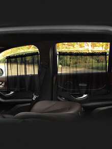 1 Set Of 3 Pcs (Including 2 Suction Cups) Car Suction Cup Mesh Curtain Sun Shade, Universal Mesh Sun Visor, Car Side Window Privacy Blackout Curtain - Black - View 3
