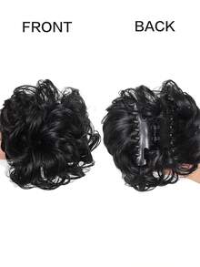 Stufenklammer für verwuschelte Dutt Haarverlängerungen für Frauen, verwuschelte wellige lockige Haardutts, Hochsteckfrisuren Haarverlängerungen mit Synthetikhaaren Dutt Zopf Verlängerung (Dunkelbraun)