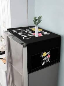 1pc Simple "Sweet Home" Black Text Design Microwave, Washing Machine, Refrigerator Dustproof Cover, Multi-Functional