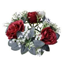 1 peça de suporte para velas de rosas artificiais, decoração de mesa para festa de casamento, guirlanda romântica de flores artificiais (velas não incluídas)