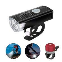 1pc Bicycle Light Night Riding Flashlight USB Charging Headlight Rainproof Mountain Bike Lighting Cycling Equipment - Black - View 11