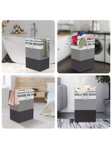 1 件 75L 便携式可折叠洗衣篮，带手柄，储物篮，可折叠洗衣篮，防水布折叠篮，用于存放衣服和玩具，带延长手柄和便携式可折叠设计，适用于家庭、宿舍、自助洗衣店，可用作袋子、衣物整理洗衣篮、洗衣篮浴室收纳篮、篮子 - 彩色 - 查看 5