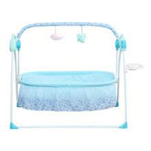 Electric Crib Cradle Infant Rocker Bed Baby Cradle +Music+ Mat Auto Baby Swing - Blue - View 4
