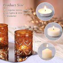 6pcs Amber Glass Star And Snowflake Candle Holders, Vintage Boho Dining Table Decor For Wedding, Party, Autumn, Thanksgiving, Christmas - Multicolor - View 7