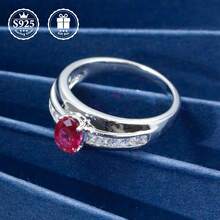 1pc S925 Silver Retro Style Women's Ring With Lab-Grown Red Gemstone, Luxurious Elegant, Niche Design, Ideal For Party, Daily Wear, Vacation, Mother's Day Gift