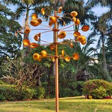 Large, Gold Outdoor Wind Spinner Outdoor Decor Metal Windmill With 360° Rotation, Kinetic Garden Spinner With Dual-Blade Design, Decorative Lawn Windmill Wind Sculpture And Spinner