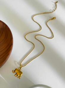 Monlansher Nuevo collar con colgante de acero inoxidable con encanto de elefante y pastel para mujer, diseño de moda y minimalista, apto para uso diario