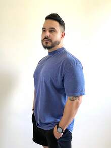 Men's Oversized Faded T-Shirt - Màu xanh lam - Xem 1