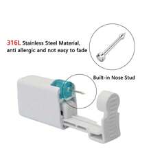 2 pezzi Kit di perforazione nasale monouso con piercing nasali incorporati - Kit di autoperforazione nasale con 6 pezzi di anelli per piercing al naso