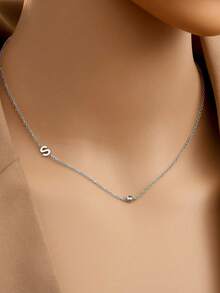 Tsnamer 1 件侧向首字母项链简约 26 个字母 A-Z 个性化名字颈链项链适合女士女孩搭配日常珠宝礼物 - 項鍊 - 查看 45