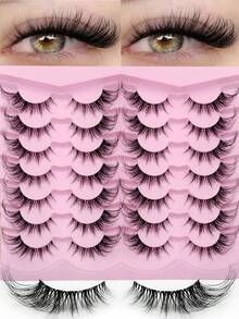 Sibeuna 14对新款猫眼假睫毛，仿貂毛材质，透明带设计，自然纤长，浓密卷翘，整条假睫毛 - 眼尾拉長款 - 查看 1